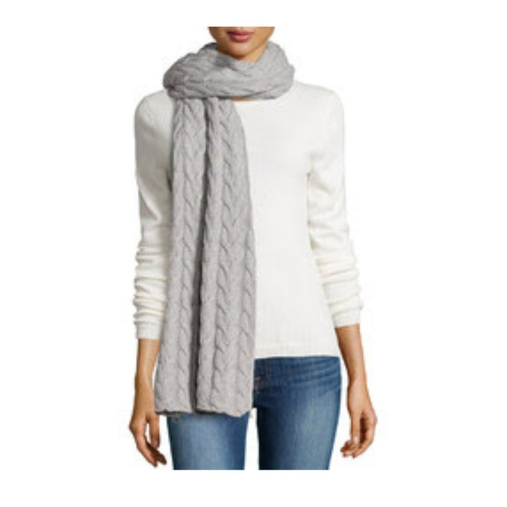 Portolano, EUC, Grey Cashmere Cableknit Wrap/Scarf